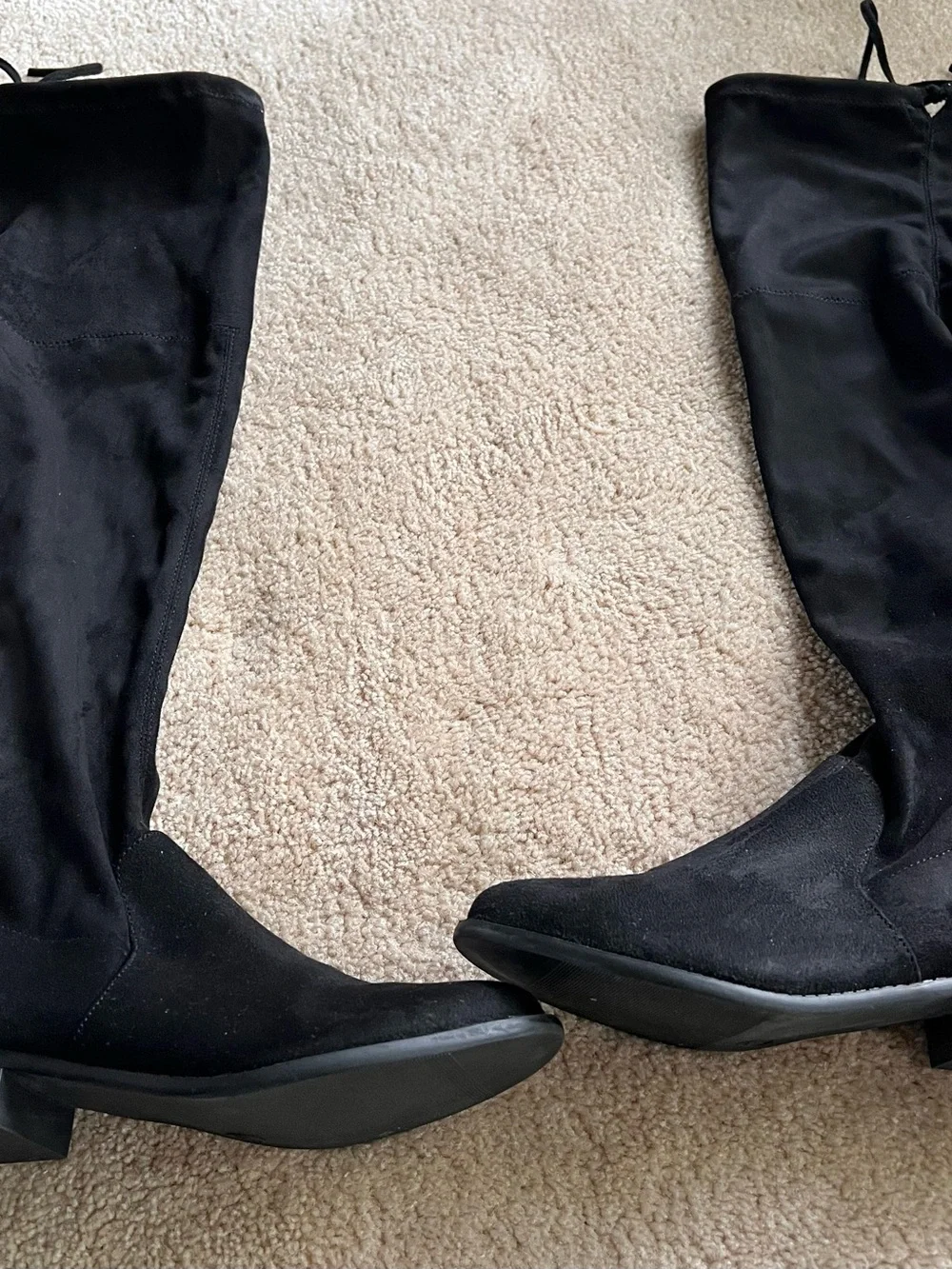 American Eagle Outfitters Black Over-the-Knee Suede Lace-Back Boots